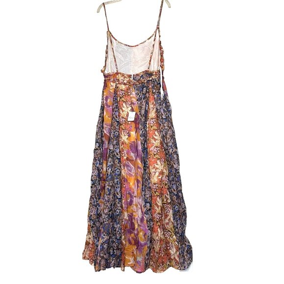 Free People Moondive Maxi Dress XL NWT Orange Patchwork Sleeveless Open Back - Picture 4 of 14